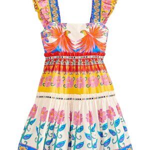 Farm Rio Vivid Garden bird Mini Dress size M Like New